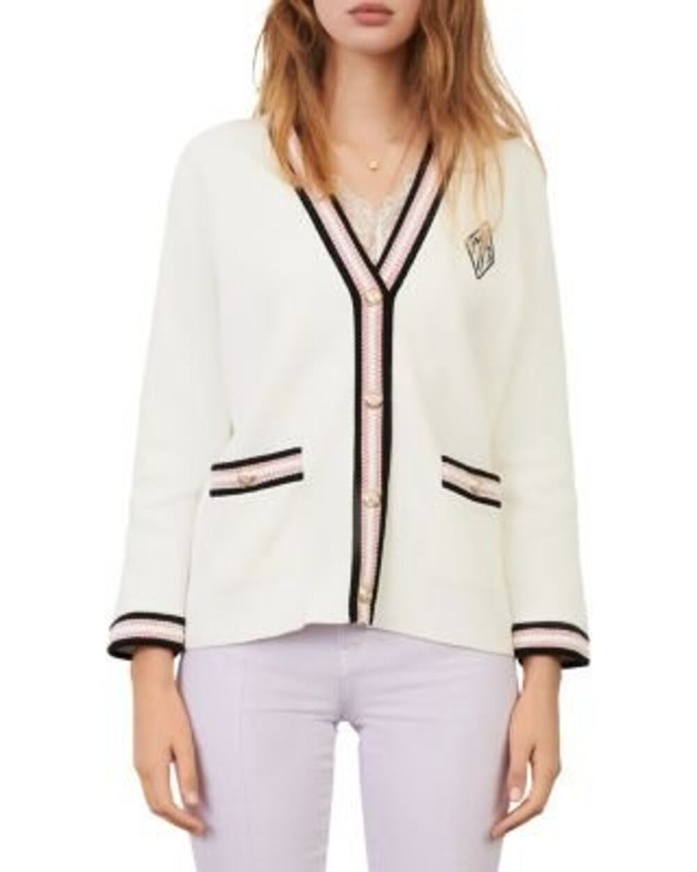 Maje Maison Embroidered Patch Preppy Cardigan Size 1 (US S)